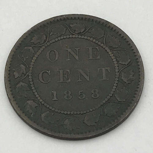 1858 Canada 1 Cent - broken stem @ 9 O`clock and 7 O`clock