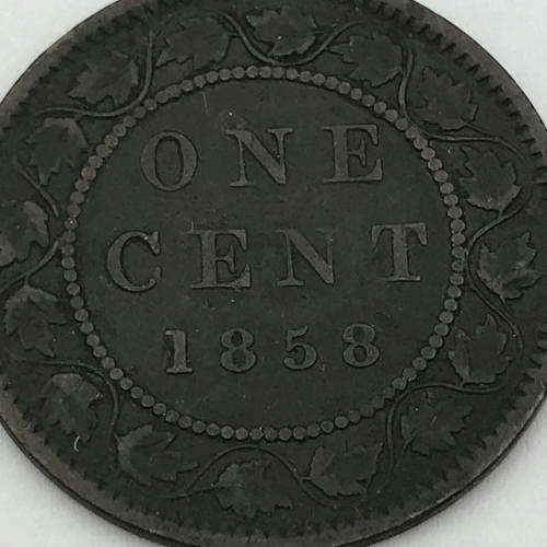 1858 Canada 1 Cent - broken stem @ 9 O`clock and 7 O`clock
