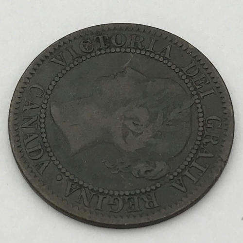 1858 Canada 1 Cent - broken stem @ 9 O`clock and 7 O`clock