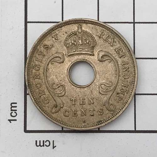 1911 H East Africa and Uganda 10 cent - AU - holed