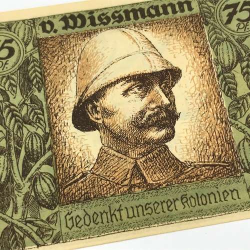 German Colonial commorative 75 Pfennig notgeld note with picture of Herman Von Wissmann
