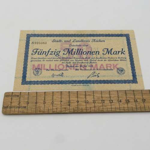 Aachen 1923 banknote 50 Million Mark - Excellent condition