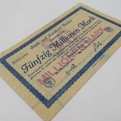 Aachen 1923 banknote 50 Million Mark - Excellent condition