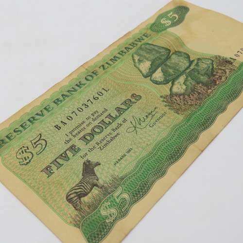 Zimbabwe 5 Dollars Harare 1983 banknote