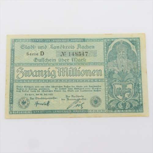 Aachen 1923 banknote 20 Million Mark - Decent condition