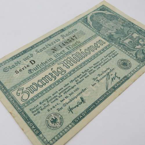 Aachen 1923 banknote 20 Million Mark - Decent condition