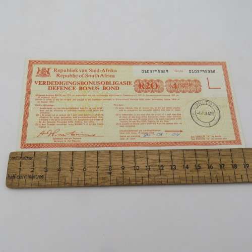 South Africa Bonus Bond 1980 Twenty Rand