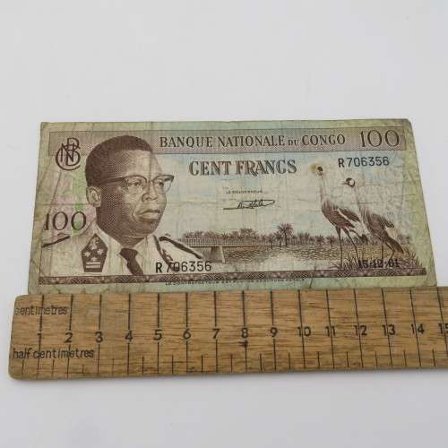Congo 15-12-61 banknote 100 Francs - Well used