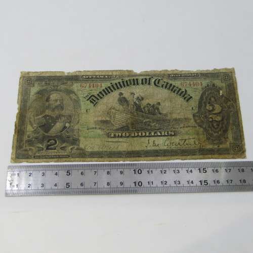 Dominion of Canada 1897 Courtney dark brown banknote - very well used