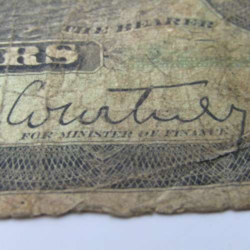 Dominion of Canada 1897 Courtney dark brown banknote - very well used