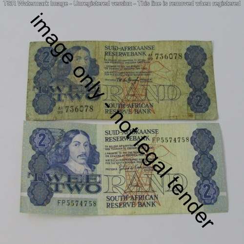 Lot of 3 South Africa R2 notes - De Kock, De Jongh, Stals