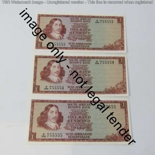 TW de Jongh 3rd issue Lot of 7 x R1 banknotes - nice numbers - consecutive - uncirculated