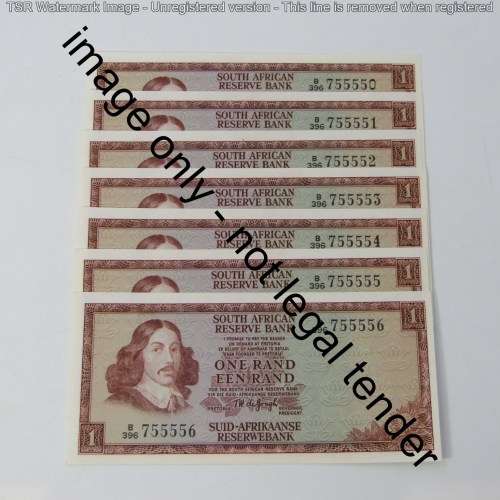 TW de Jongh 3rd issue Lot of 7 x R1 banknotes - nice numbers - consecutive - uncirculated
