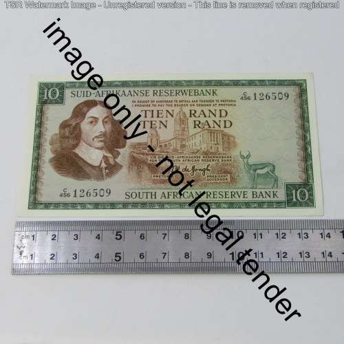 South Africa TW de Jongh 3rd issue R10 banknotes - Lot of 9 notes with consecutive numbers 1975