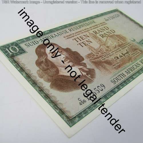 South Africa TW de Jongh 3rd issue R10 banknotes - Lot of 9 notes with consecutive numbers 1975