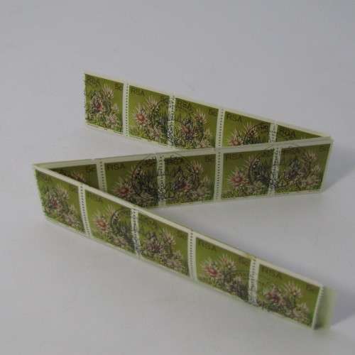 South Africa protea series coil stamps - 1c, 2c,5c,10c 4 strips of 30 stamps cancelled
