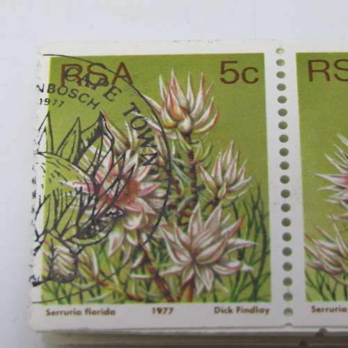 South Africa protea series coil stamps - 1c, 2c,5c,10c 4 strips of 30 stamps cancelled