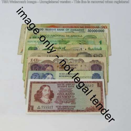 Lot of 10 world banknotes - some well used