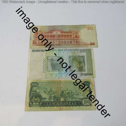 Lot of 10 world banknotes - some well used