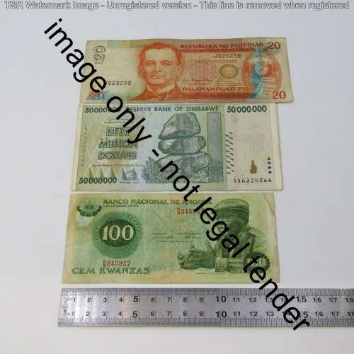 Lot of 10 world banknotes - some well used