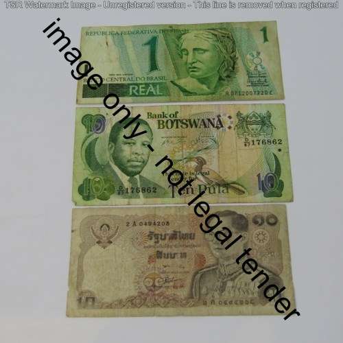 Lot of 10 world banknotes - some well used