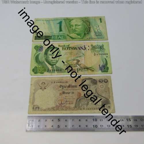 Lot of 10 world banknotes - some well used