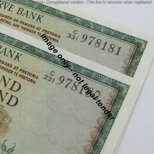 Pair of TW de Jongh 3rd issue R10 notes - consecutive - UNC C331 #978180-978181