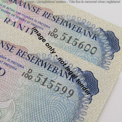 Pair of TW de Jongh 2nd issue R2 notes - consecutive - UNC D100 #515599-515600