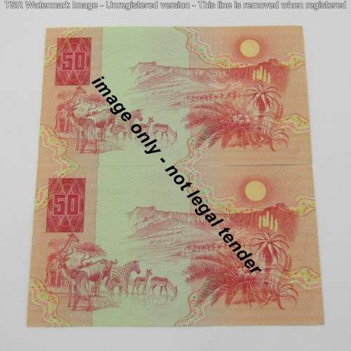 Pair of Gerhard de Kock R50 notes - 3rd issue - consecutive - UNC - AF6931701-AF6931702