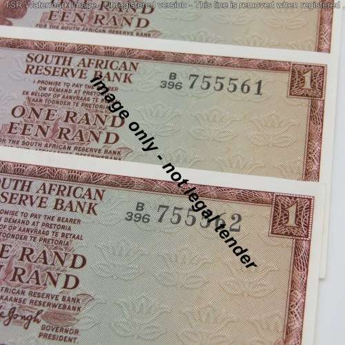 Lot of 5 TW de Jongh 3rd issue R1 notes - uncirculated with consecutive numbers