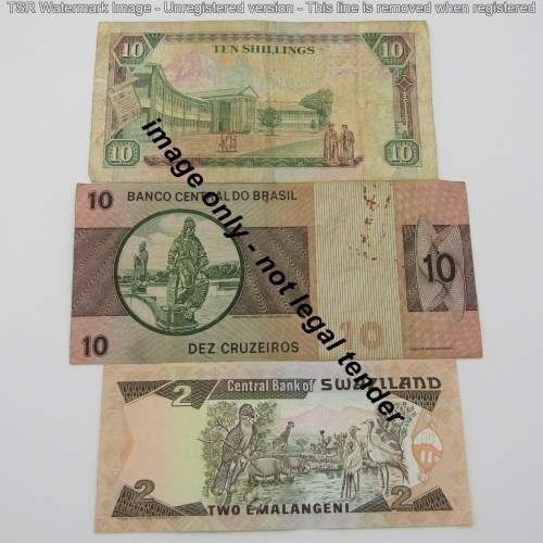 Lot of 10 International bank notes - most well used