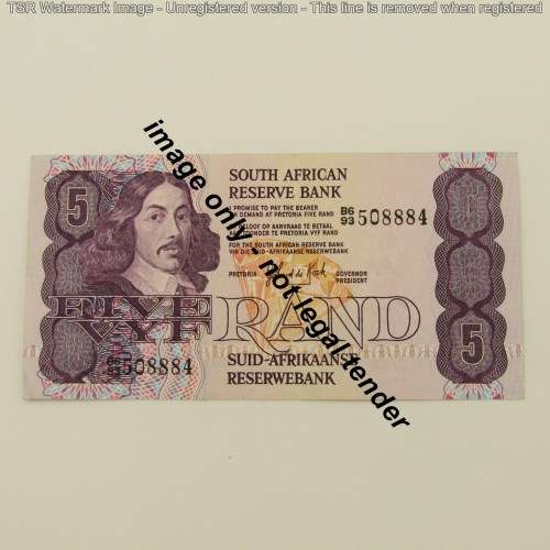 Lot of 3 South Africa R5 notes, De Jongh, De Kock and Stals