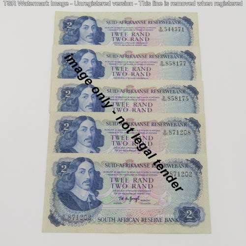 TW de Jongh Lot of 5 good condition R2 bank notes