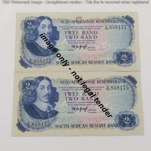TW de Jongh Lot of 5 good condition R2 bank notes