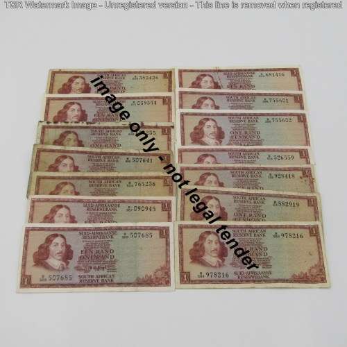 Lot of 14 old South Africa TW de Jongh R1 notes
