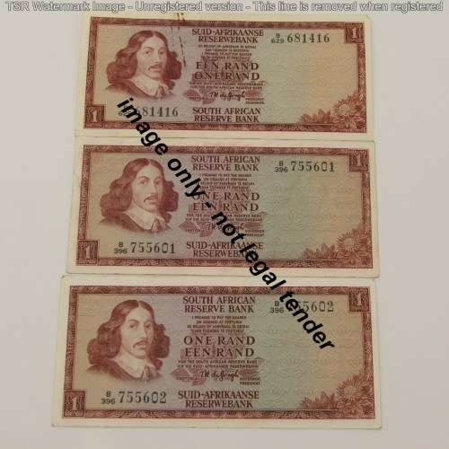 Lot of 14 old South Africa TW de Jongh R1 notes