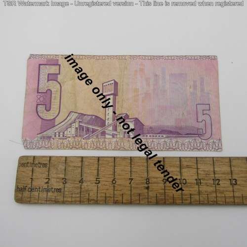 Lot of 5 old CL Stals R5 bank notes - most well used