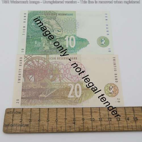 RSA Mboweni 1st issue R10 and R20 banknote - UNC but slightly impaired