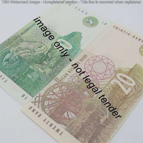 RSA Mboweni 1st issue R10 and R20 banknote - UNC but slightly impaired