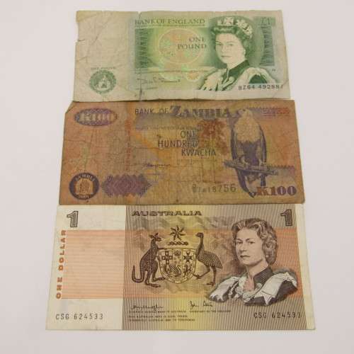 Lot of 8 International bank notes - some well used