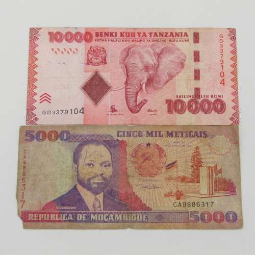 Lot of 8 International bank notes - some well used