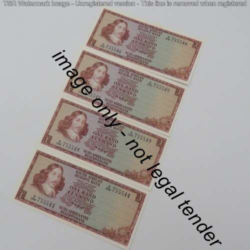 TW de Jongh 3rd Issue Lot of 25 x R1 banknotes with consecutive numbers