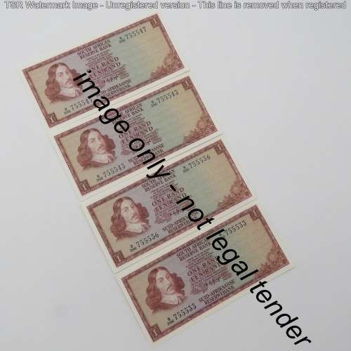 TW de Jongh 3rd Issue Lot of 25 x R1 banknotes with consecutive numbers