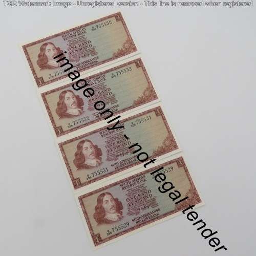 TW de Jongh 3rd Issue Lot of 25 x R1 banknotes with consecutive numbers