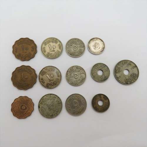 Lot of 13 old Egyptian coins