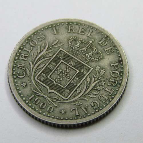 1900 Portugal 100 Reis with 2 cracked die marks reverse