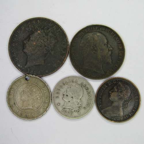 Lot of 5 coins each coin over 100 years old