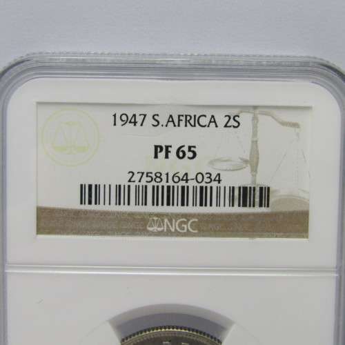 1947 South Africa Union Two Shilling graded PF65 by NGC