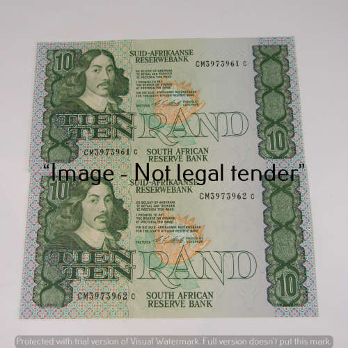 CL Stals 1st Issue R10 bank notes - Lot of 6 notes with consecutive numbers