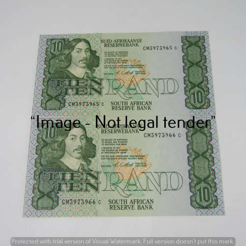 CL Stals 1st Issue R10 bank notes - Lot of 6 notes with consecutive numbers
